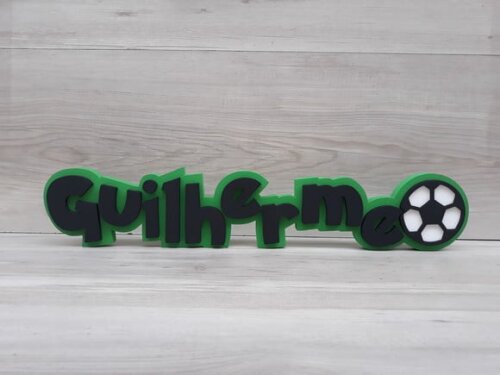 Nome de Mesa Tema Futebol - Guilherme - 10 cm