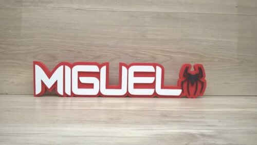 Nome de Mesa Tema HOMEM ARANHA - Miguel - 10 cm