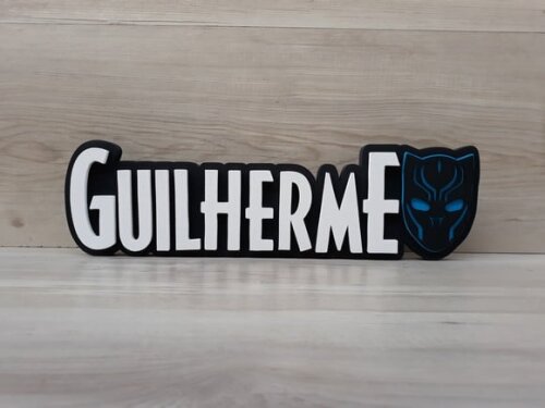 Nome de Mesa Tema PANTERA NEGRA - Guilherme - 12 cm