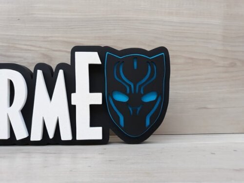 Nome de Mesa Tema PANTERA NEGRA - Guilherme - 12 cm