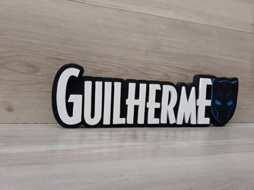 Nome de Mesa Tema PANTERA NEGRA - Guilherme - 12 cm