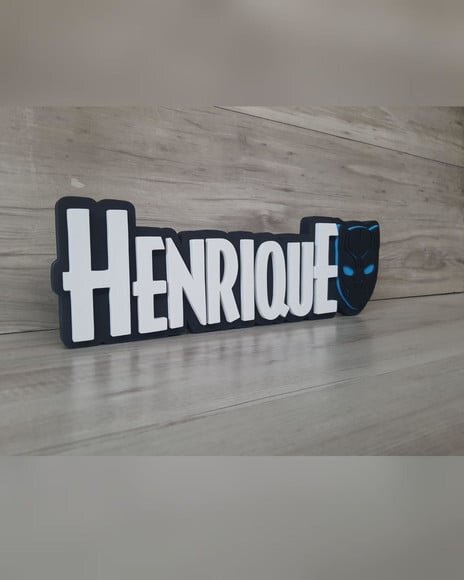 Nome de Mesa Tema Pantera Negra - Henrique - 12 cm