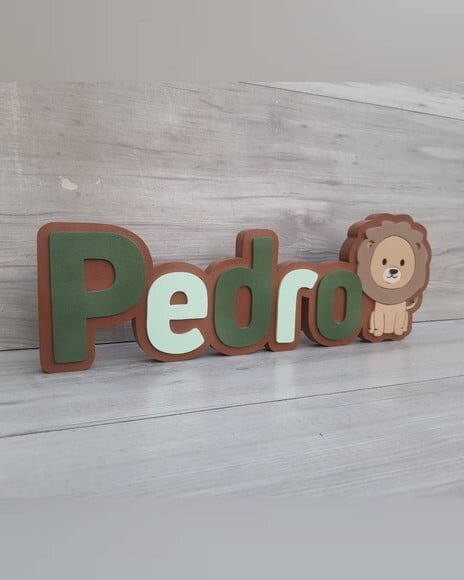Nome de Mesa Tema Safari Leãozinho - Pedro