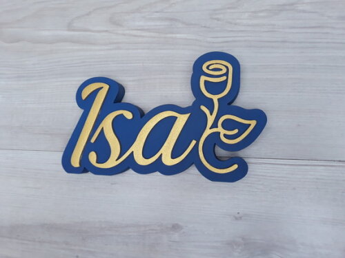 Nome de Mesa Tema ROSA 15 anos - Isa - 12 cm