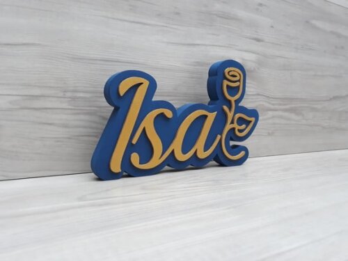 Nome de Mesa Tema ROSA 15 anos - Isa - 12 cm