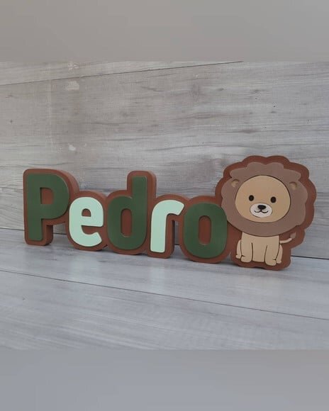 Nome de Mesa Tema Safari Leãozinho - Pedro
