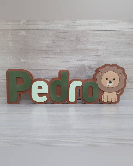 Nome de Mesa Tema Safari Leãozinho - Pedro