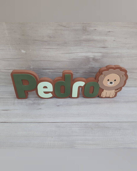 Nome de Mesa Tema Safari Leãozinho - Pedro