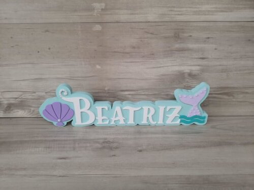 Nome de Mesa Tema Sereia - Beatriz - 12 cm