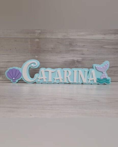 Nome de Mesa Tema Sereia - Catarina - 12 cm