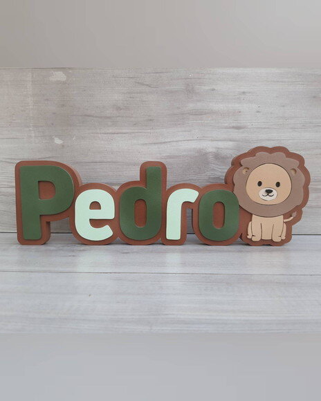 Nome de Mesa Tema Safari Leãozinho - Pedro