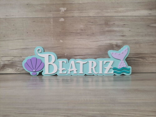 Nome de Mesa Tema Sereia - Beatriz - 12 cm