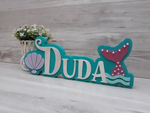 Nome de Mesa Tema SEREIA - Duda - 12 cm