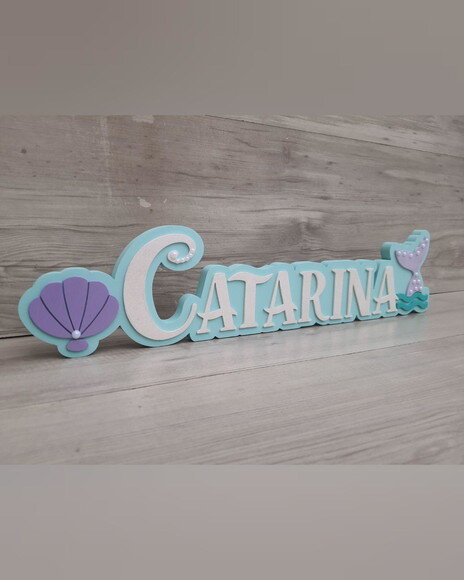 Nome de Mesa Tema Sereia - Catarina - 12 cm