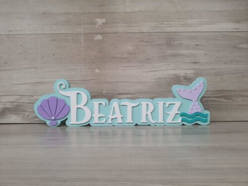 Nome de Mesa Tema Sereia - Beatriz - 12 cm