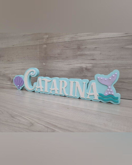 Nome de Mesa Tema Sereia - Catarina - 12 cm