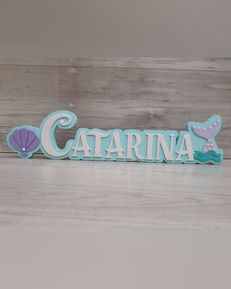 Nome de Mesa Tema Sereia - Catarina - 12 cm