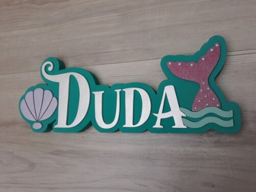 Nome de Mesa Tema SEREIA - Duda - 12 cm