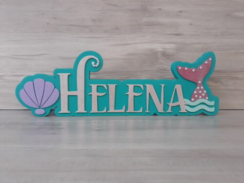 Nome de Mesa Tema SEREIA - Helena - 12 cm