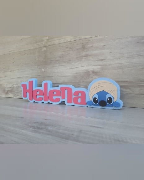 Nome de Mesa Tema Stitch - Helena - 10 cm