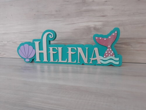 Nome de Mesa Tema SEREIA - Helena - 12 cm