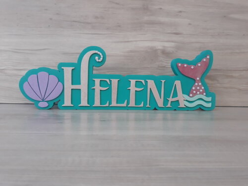 Nome de Mesa Tema SEREIA - Helena - 12 cm