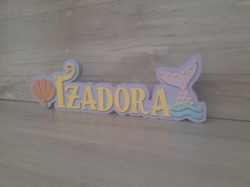 Nome de Mesa Tema SEREIA - Izadora - 12 cm