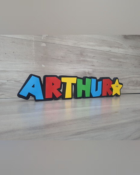 Nome de Mesa Tema Super Mario - Arthur - 10 cm