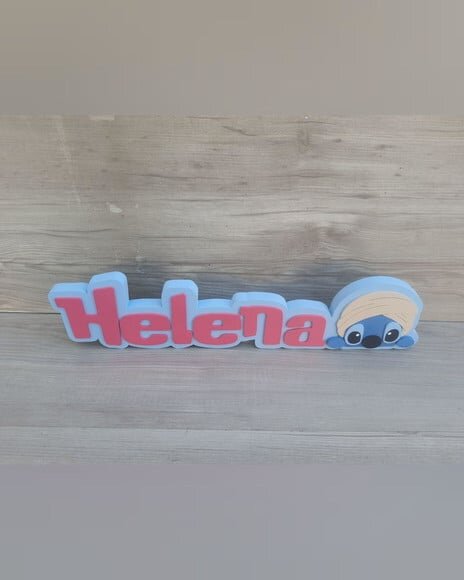 Nome de Mesa Tema Stitch - Helena - 10 cm
