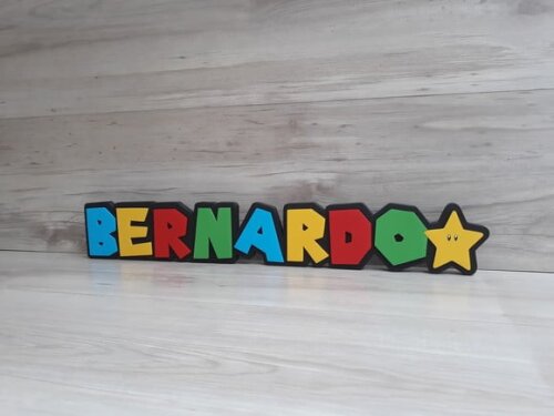 Nome de Mesa Tema SUPER MARIO - BERNARDO - 10 cm