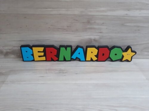 Nome de Mesa Tema SUPER MARIO - BERNARDO - 10 cm