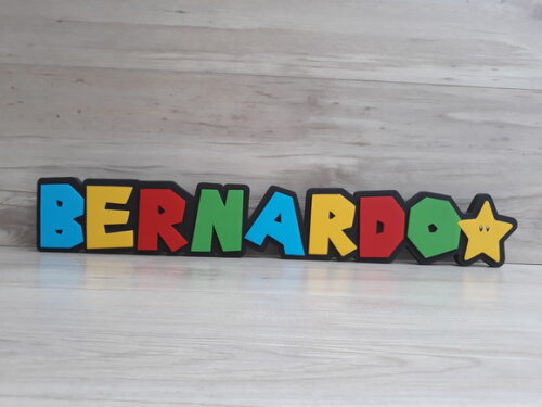 Nome de Mesa Tema SUPER MARIO - BERNARDO - 10 cm