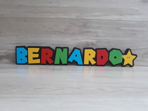 Nome de Mesa Tema SUPER MARIO - BERNARDO - 10 cm