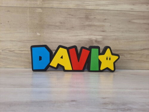 Nome de Mesa Tema Super Mario - Davi - 10 cm