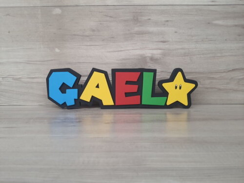 Nome de Mesa Tema Super Mario - Gael - 10 cm