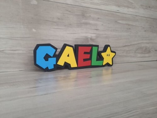 Nome de Mesa Tema Super Mario - Gael - 10 cm