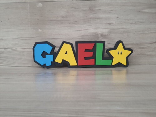 Nome de Mesa Tema Super Mario - Gael - 10 cm