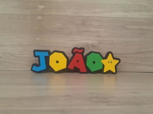 Nome de Mesa Tema Super Mario - João - 10 cm