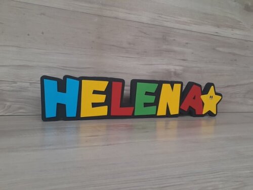 Nome de Mesa Tema SUPER MARIO - Helena - 10 cm