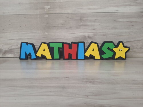 Nome de Mesa Tema Super Mario - Mathias - 10 cm