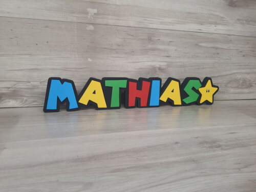 Nome de Mesa Tema Super Mario - Mathias - 10 cm