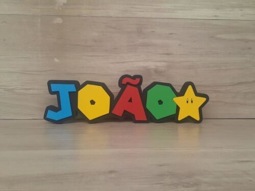 Nome de Mesa Tema Super Mario - João - 10 cm