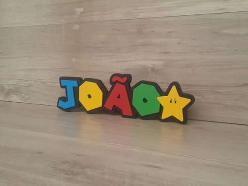 Nome de Mesa Tema Super Mario - João - 10 cm