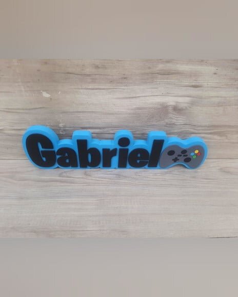 Nome de Mesa Tema Video Game - Gabriel - 10 cm
