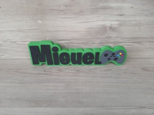 Nome de Mesa Tema Video Game - Miguel - 10 cm