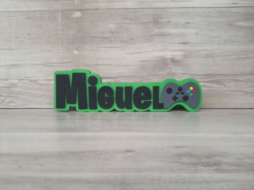 Nome de Mesa Tema Video Game - Miguel - 10 cm