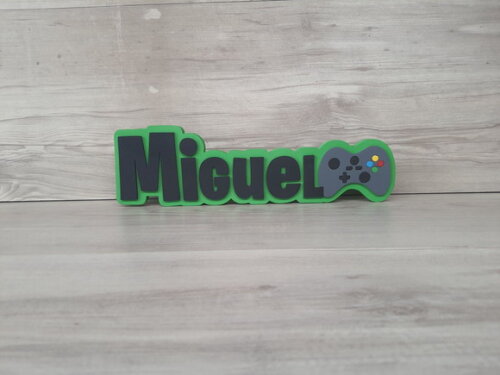 Nome de Mesa Tema Video Game - Miguel - 10 cm