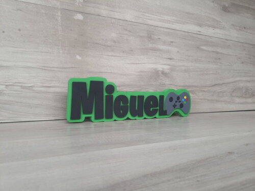 Nome de Mesa Tema Video Game - Miguel - 10 cm