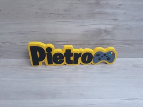 Nome de Mesa Tema Video Game - Pietro - 10 cm
