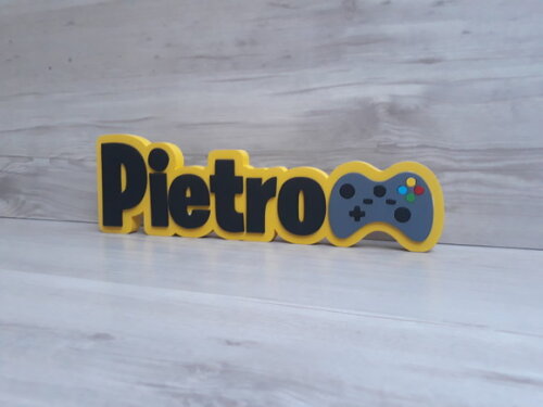 Nome de Mesa Tema Video Game - Pietro - 10 cm